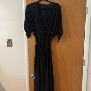 Black jumpsuit with cropped wide legs